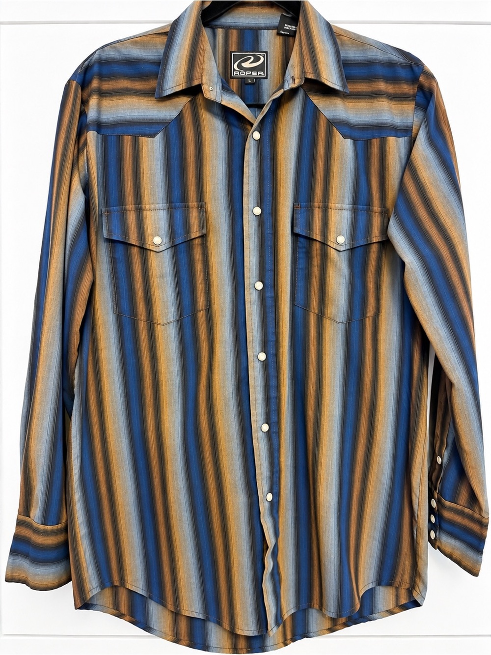 Roper Western Serape Stripe Pearl Snap Shirt Men’s L